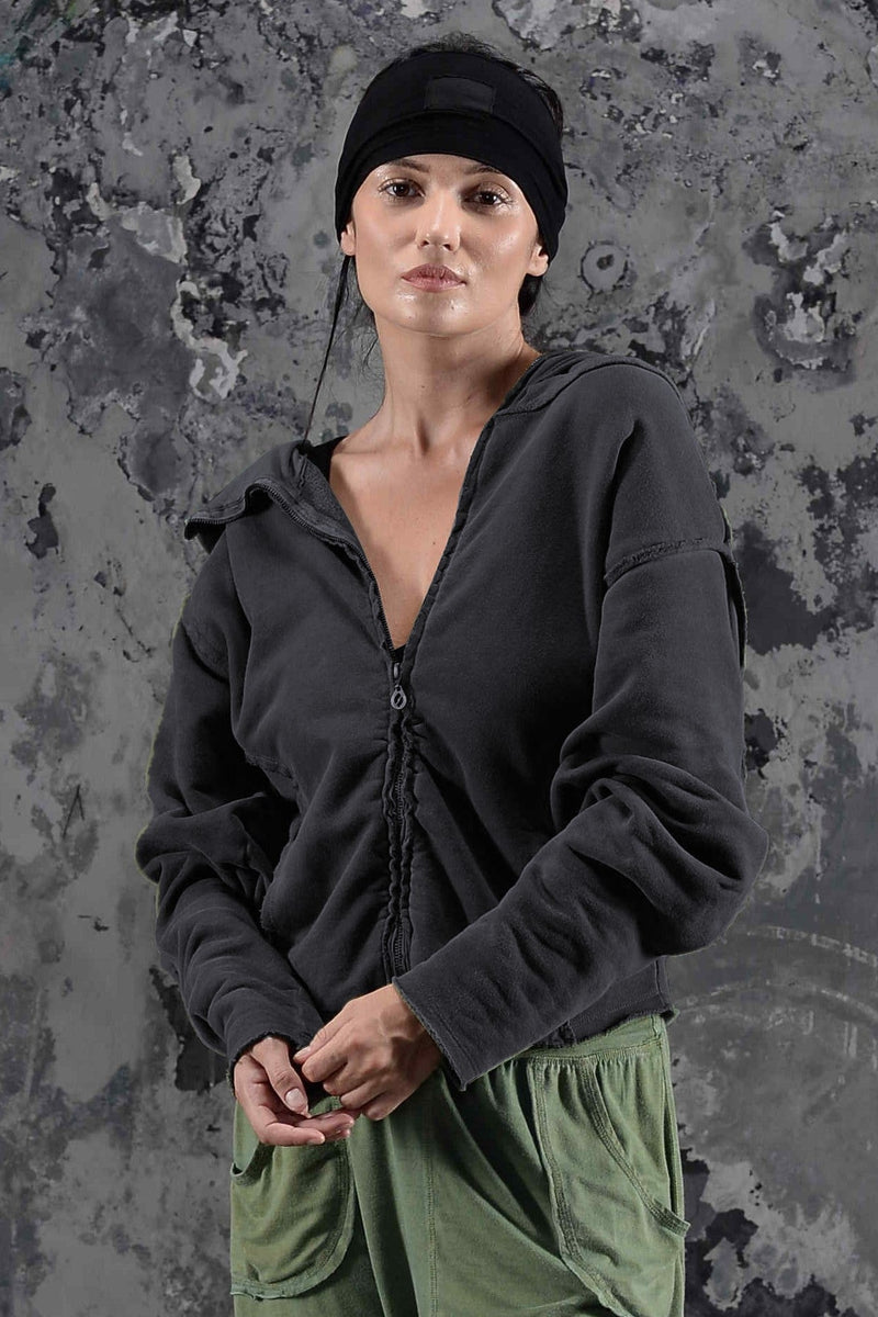 Draped Collar Hoodie Jacket – Salsation Wear