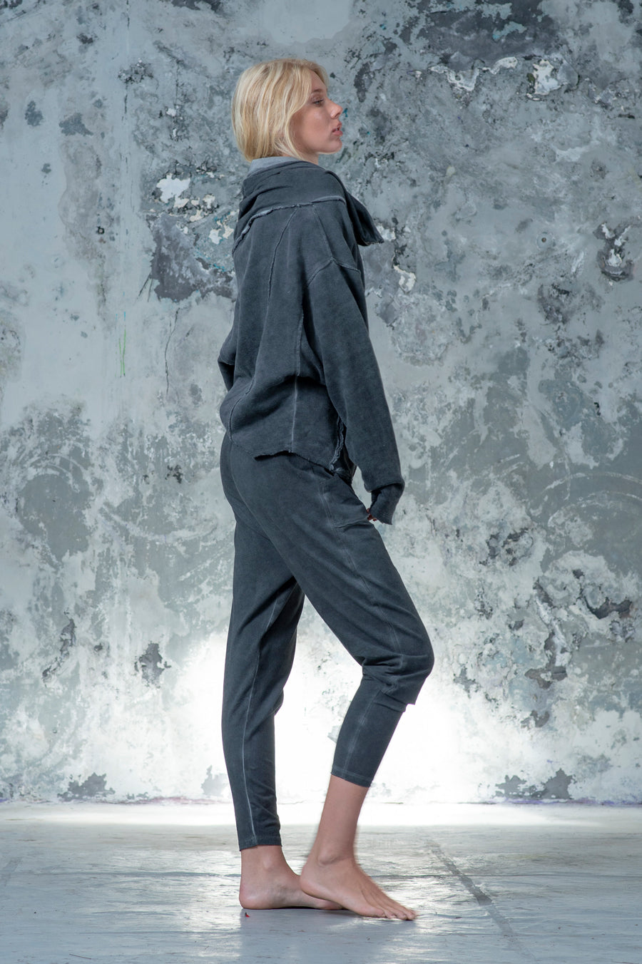 Draped Collar Hoodie Jacket