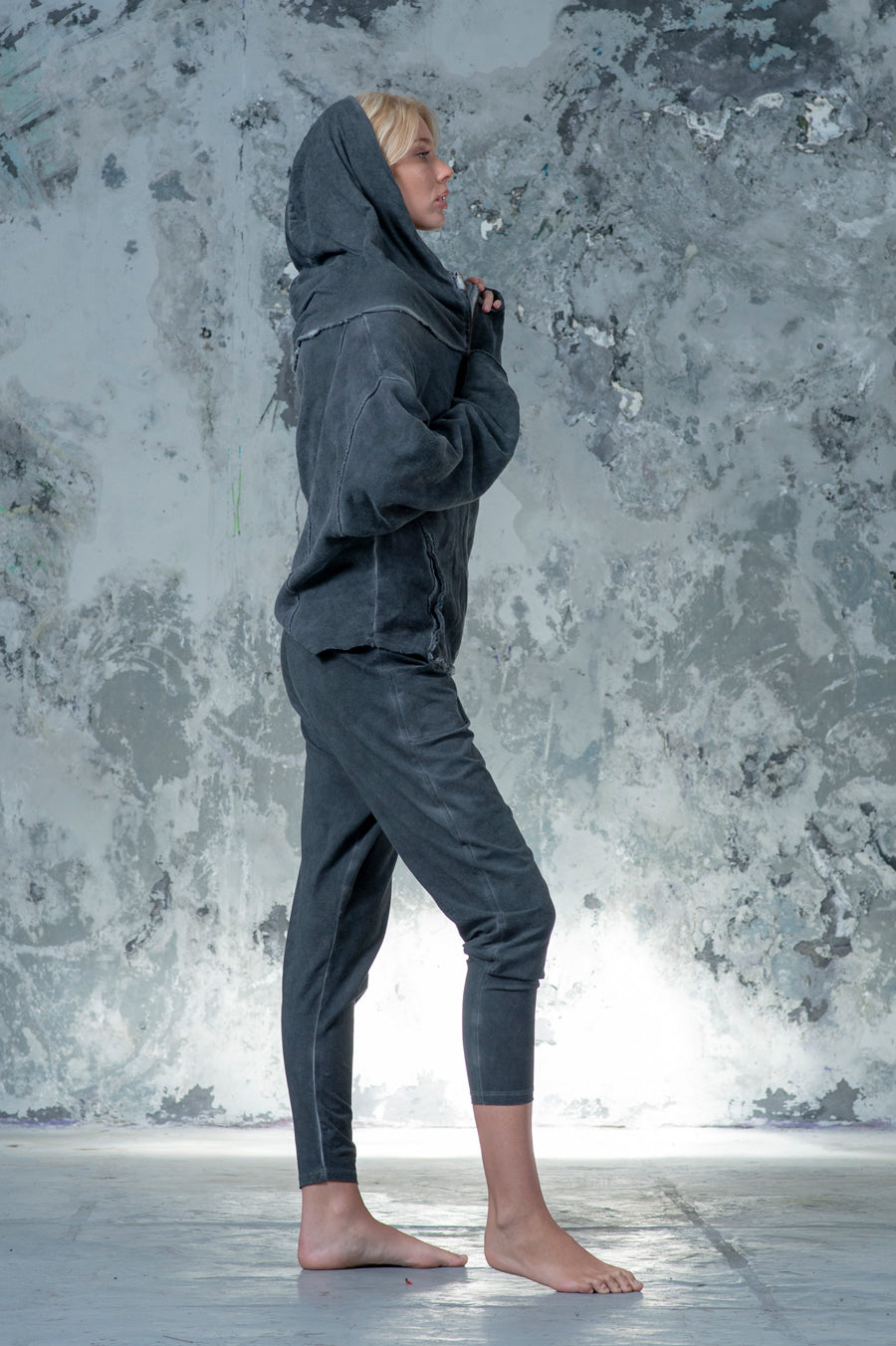 Draped Collar Hoodie Jacket