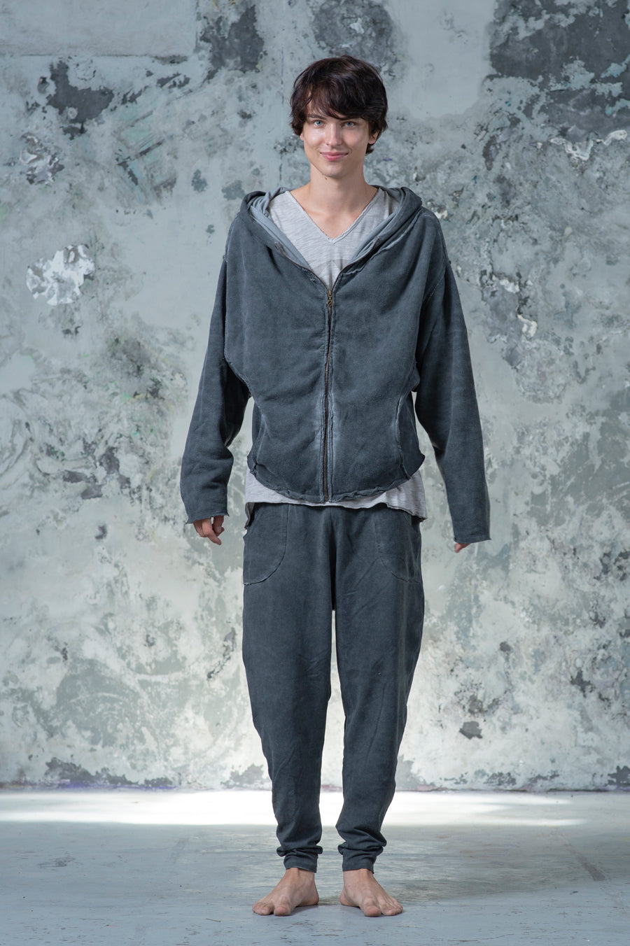 Draped Collar Hoodie Jacket