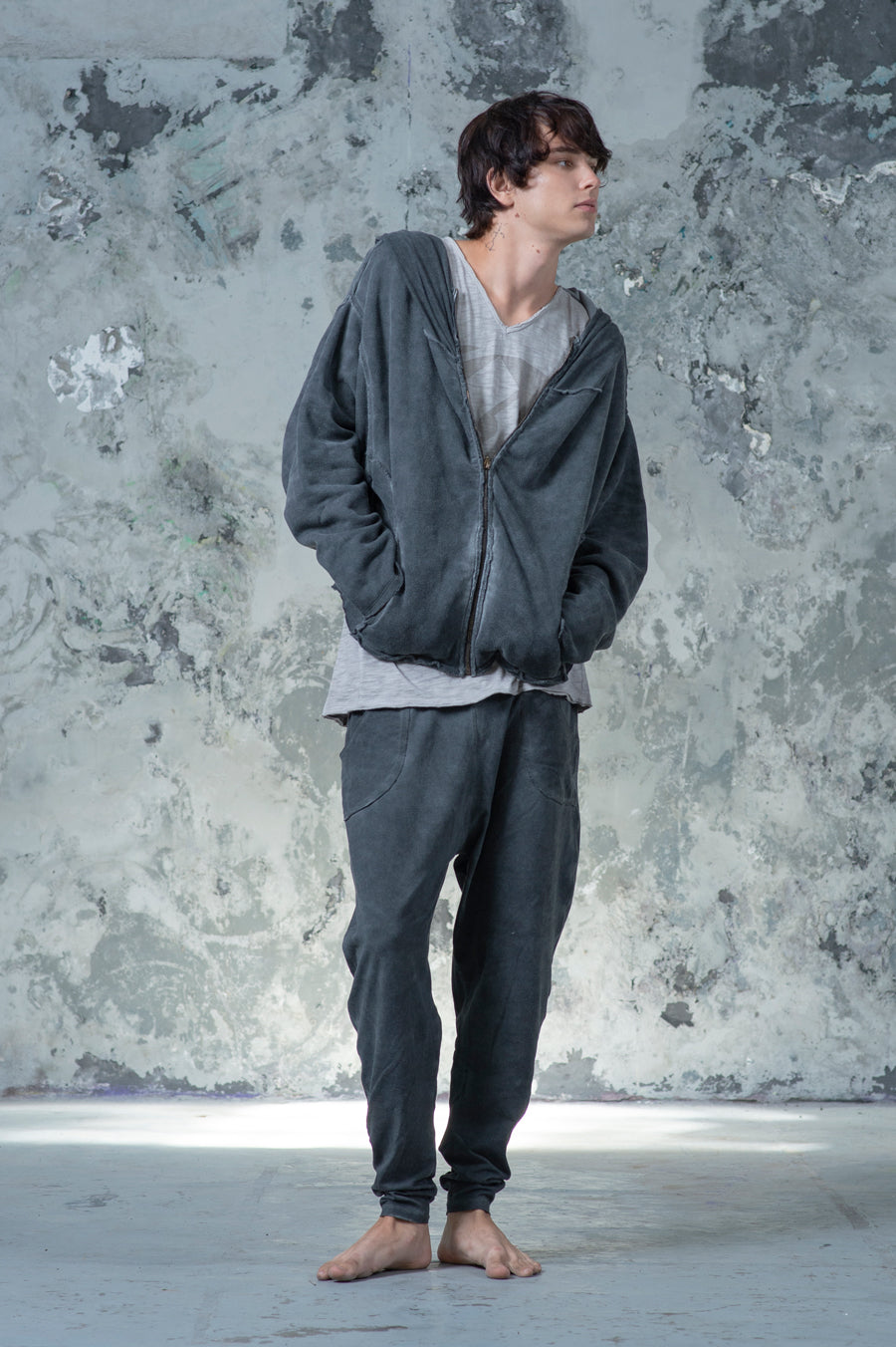 Draped Collar Hoodie Jacket