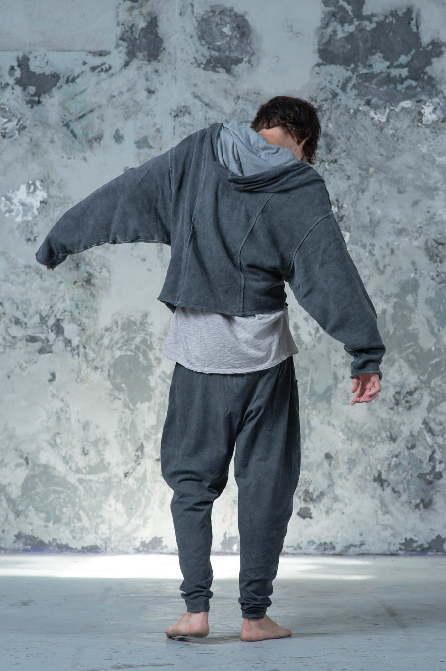 Draped Collar Hoodie Jacket