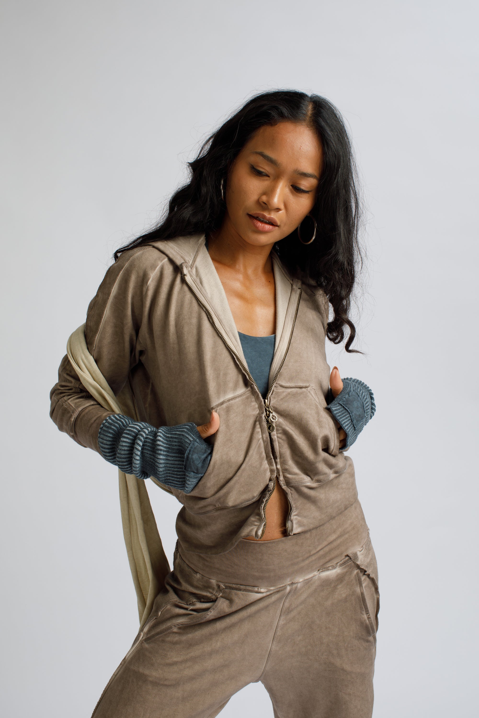 Side-Stripe V-Neck Hoodie