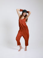 V-Neck Jumpsuit in French Terry
