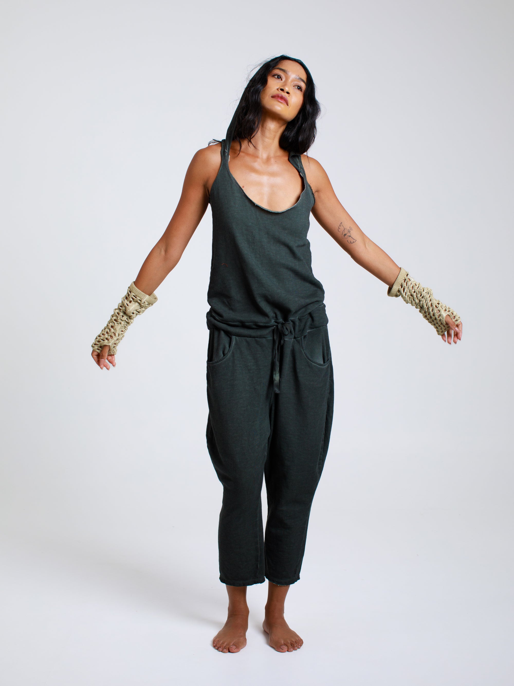 V-Neck Jumpsuit in French Terry