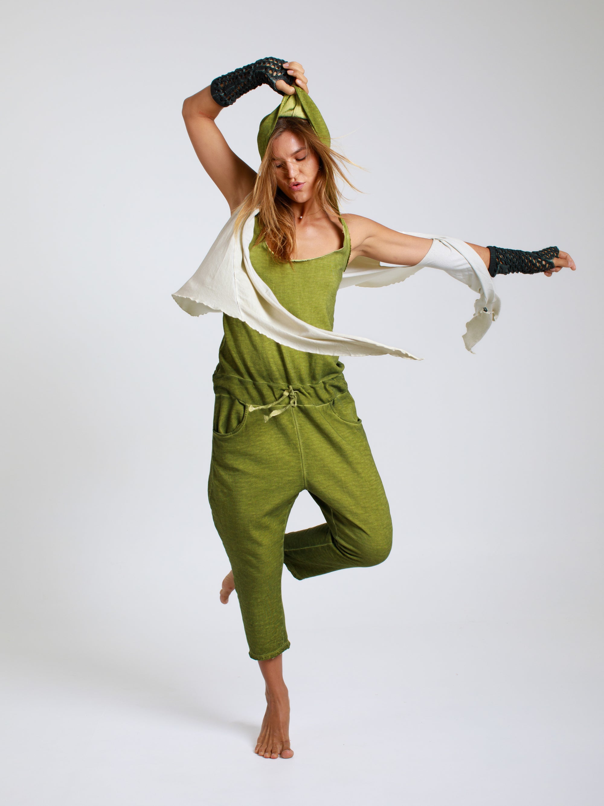 V-Neck Jumpsuit in French Terry