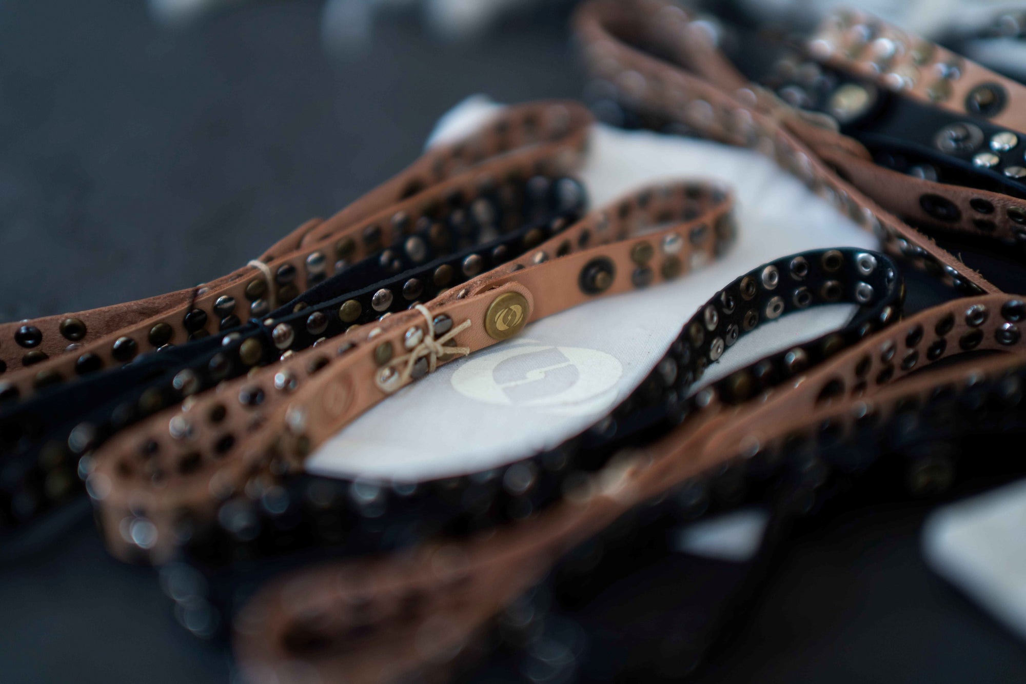 Leather Bracelet with Mixed Studs