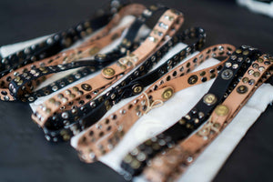 Leather Bracelet with Mixed Studs