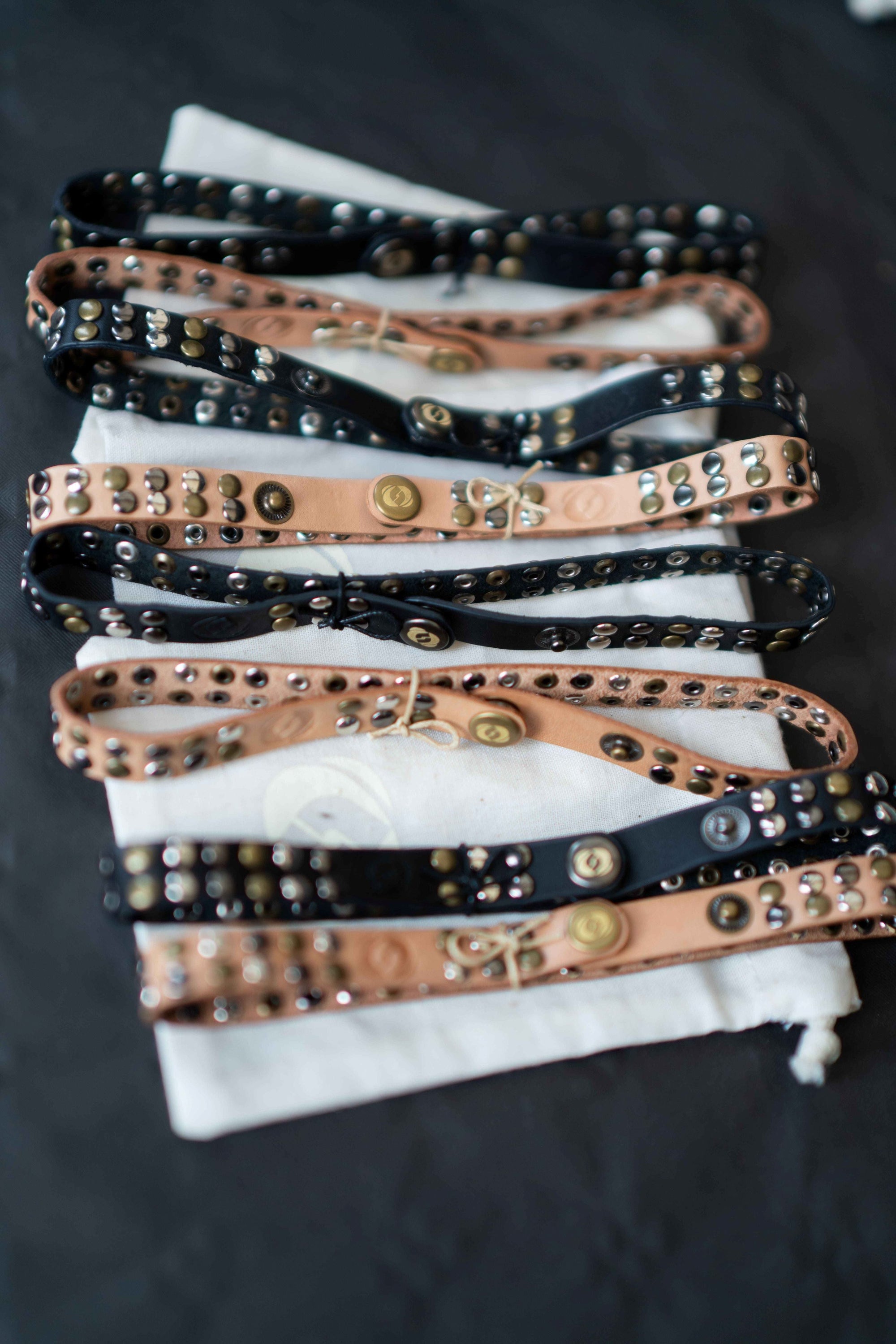 Leather Bracelet with Mixed Studs