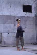 Jersey over draped sweater