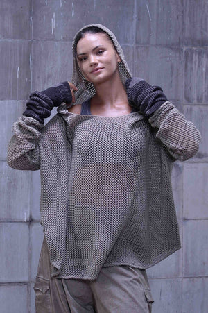 Knitted over draped sweater