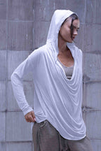 Jersey over draped sweater