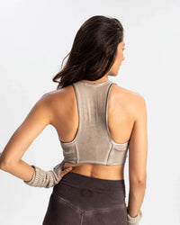 Raw-Edge Stretch Crop Top