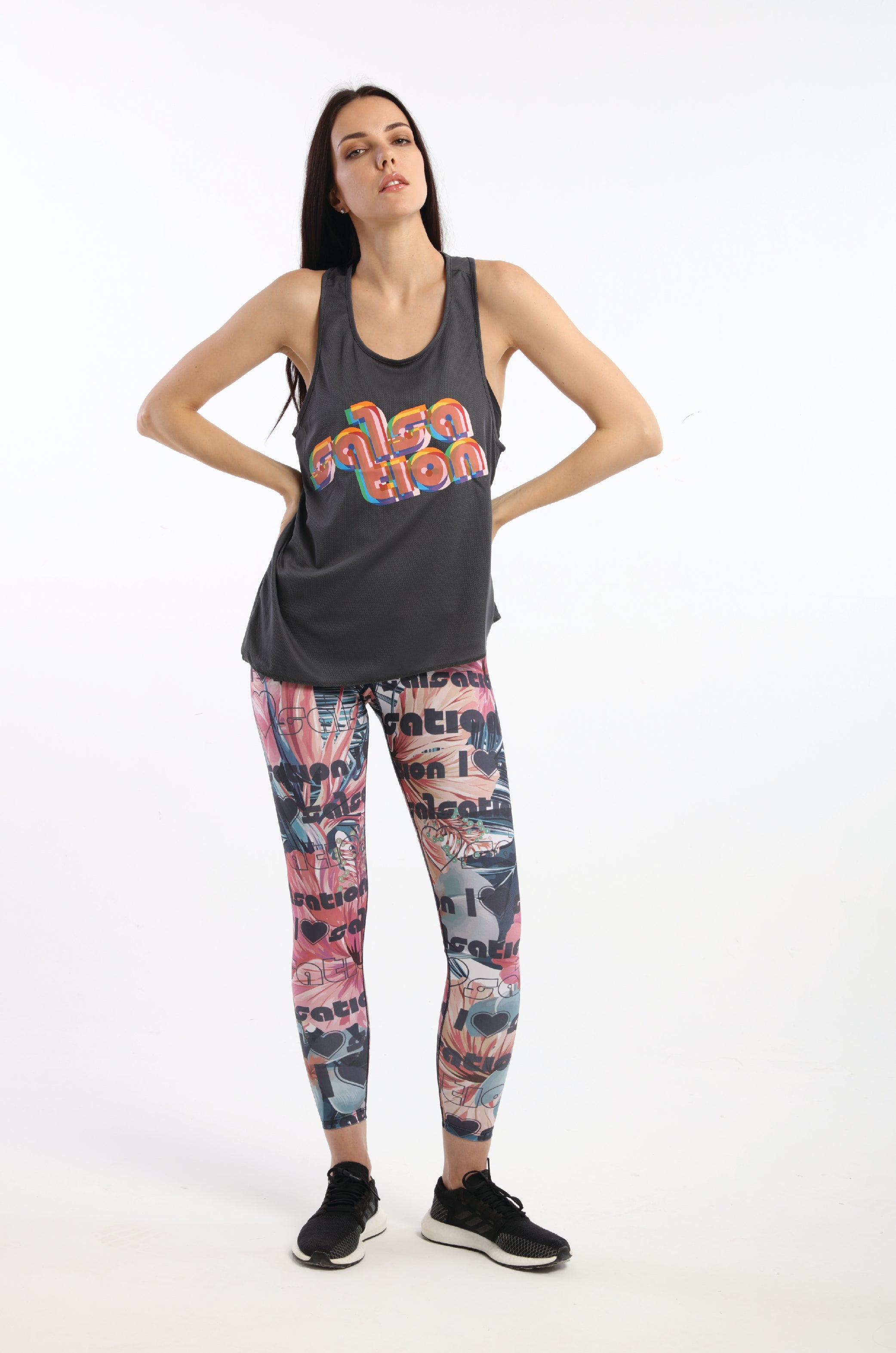 Retro Logo Asymmetric Tank - Grey