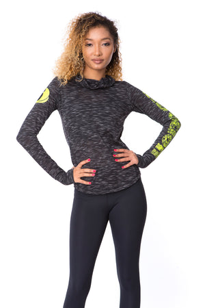 Slimline Sport Hoodie - Heather Gray/NeonGreen *
