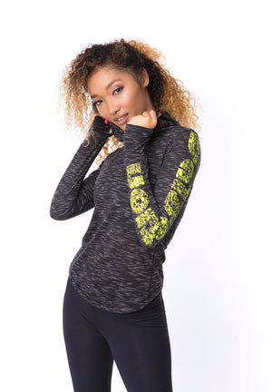Slimline Sport Hoodie - Heather Gray/NeonGreen *