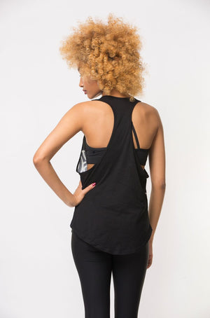 Make Waves Logo Tank - Black+White/Salsation Pink *